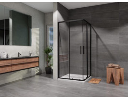 Sprchový kút Element Black štvorec posuvný 90×90 cm, číre sklo
